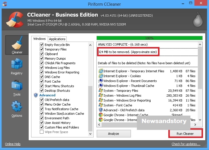 disk space download ccleaner