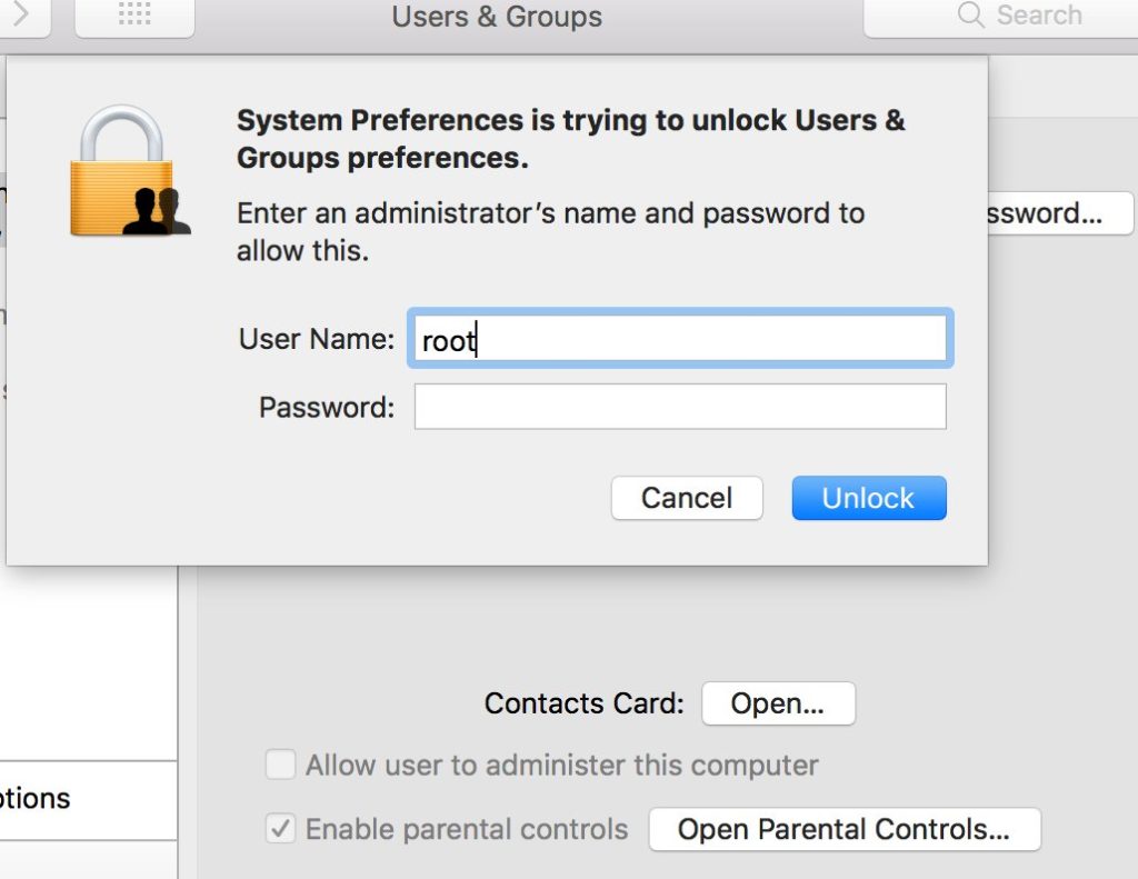 forgot parental control password for mac