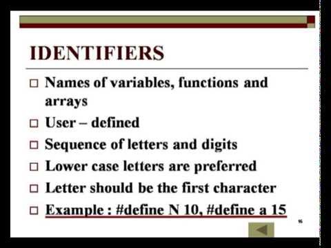 identifiers in c language module 6