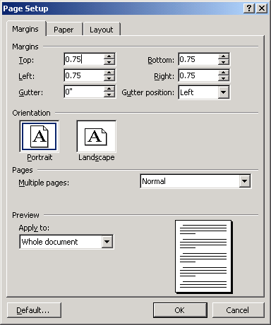 ms word margin